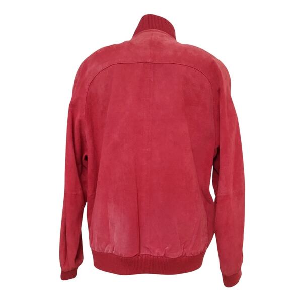 LUIS ALVEAR Vintage Red Suede Coat Size M Leather Bomber Jacket Oversized Unisex - Picture 4 of 15